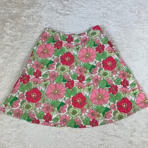 Gap textured 100% cotton pink and green flower print a line skirt, size 0
